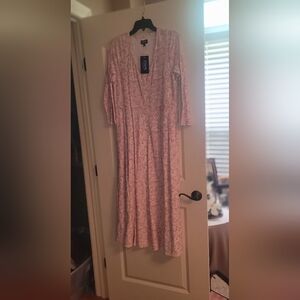 Chaps Pink Floral Long Sleeve Dress
